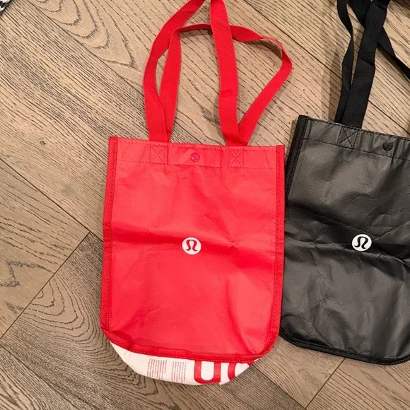 Lululemon reusable tote bags set of 3 snap closure top gym lunch travel bag - Picture 7 of 7